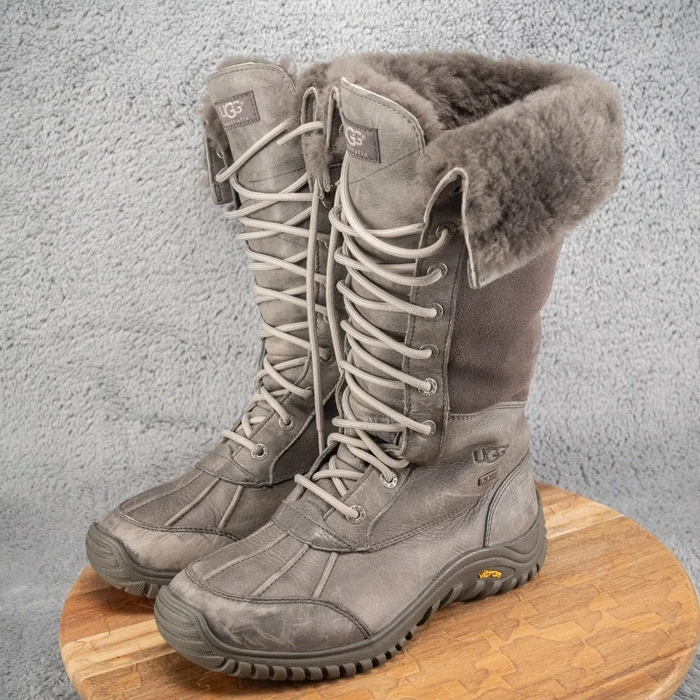 UGG AUSTRALIA Adirondack Gray Waterproof Sheepskin‎ Tall Boots Sz 7 US